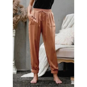 Young Fabulous & Broke gold satin joggers Small